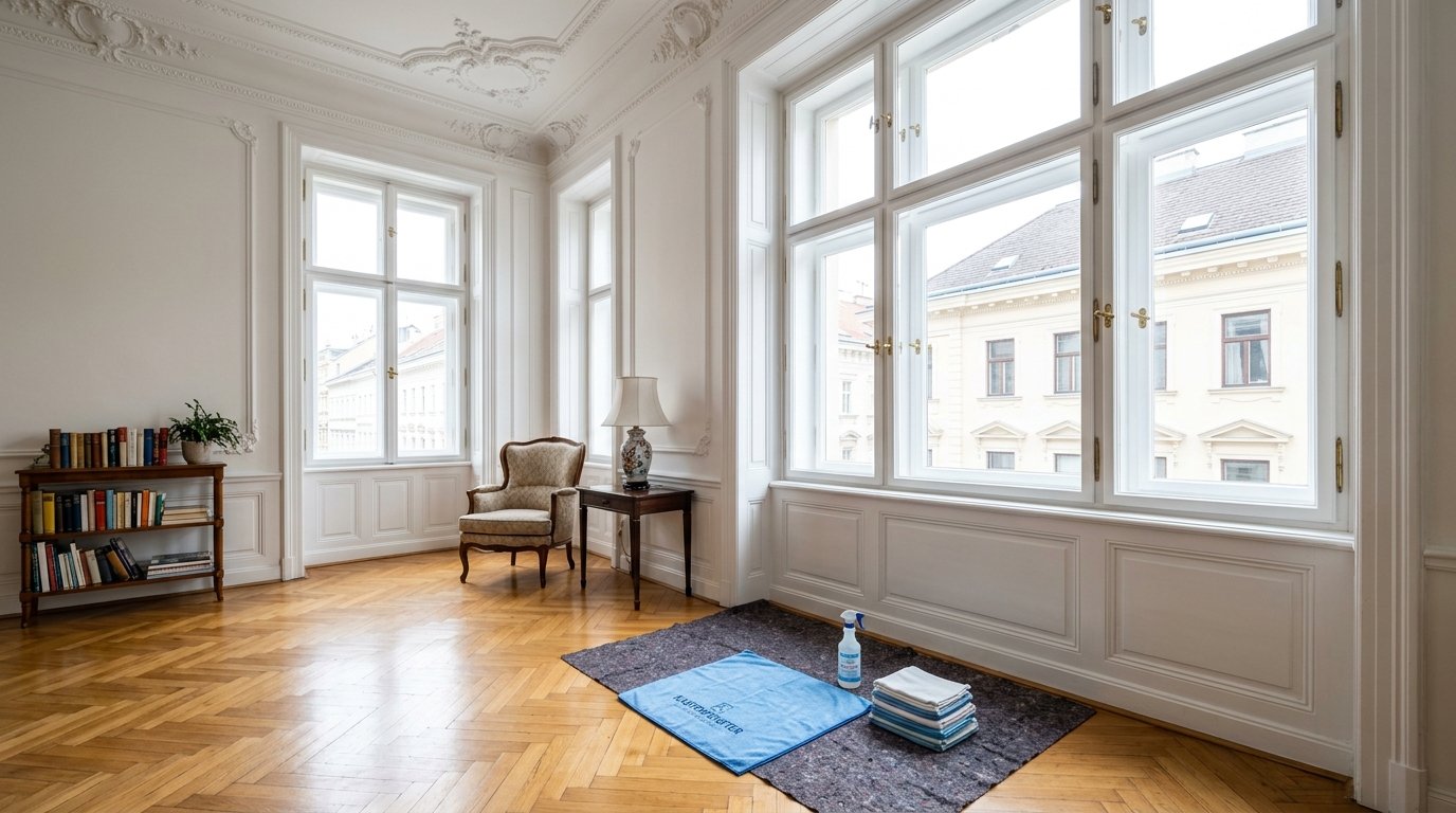 Klassisches Wiener Altbau Kastenfenster meisterhaft gereinigt